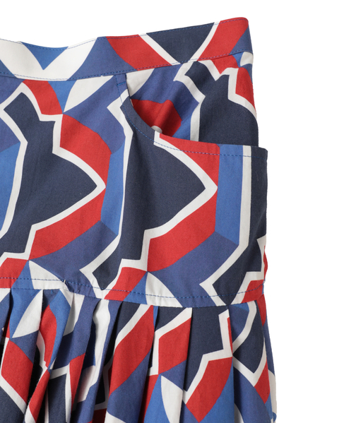 【l’heritage martinique/レリタージュ マルティニーク】アールデコ・タイルボリュームスカート 詳細画像 ブルー×レッド 5