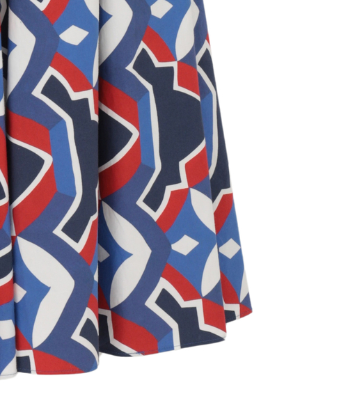 【l’heritage martinique/レリタージュ マルティニーク】アールデコ・タイルボリュームスカート 詳細画像 ブルー×レッド 6