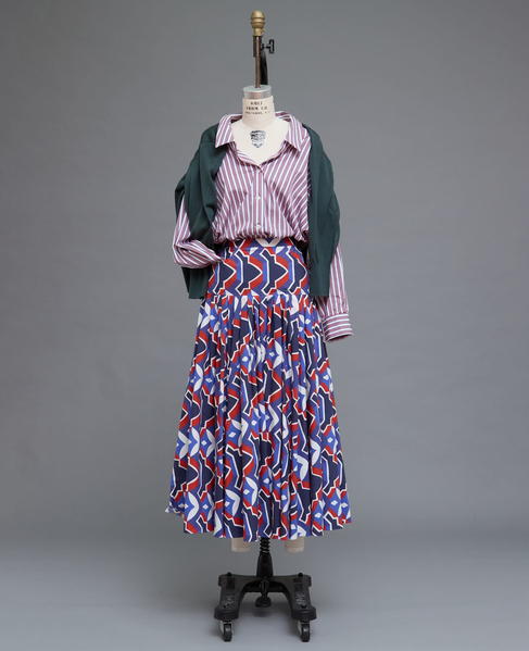 【l’heritage martinique/レリタージュ マルティニーク】アールデコ・タイルボリュームスカート 詳細画像 ブルー×レッド 8