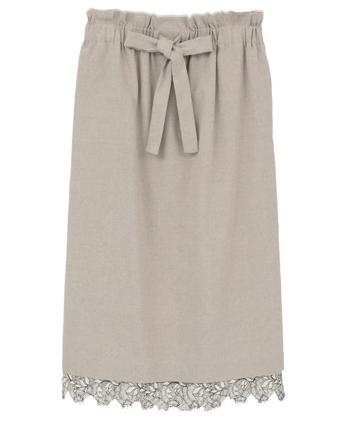 【l’heritage martinique/レリタージュ マルティニーク】ストレッチリネンミディアムスカート 詳細画像 ナチュラル 1