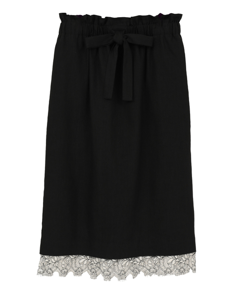 【l’heritage martinique/レリタージュ マルティニーク】ストレッチリネンミディアムスカート 詳細画像 ブラック 1