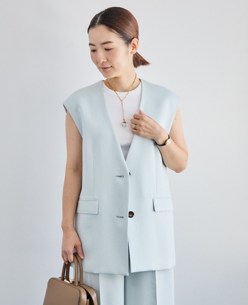 《コラボ》川上さやかさん×martiniqueVネックジレ（セットアップ可） 詳細画像 サックス 2