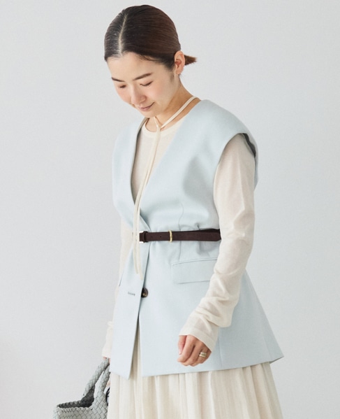 《コラボ》川上さやかさん×martiniqueVネックジレ（セットアップ可） 詳細画像 サックス 3