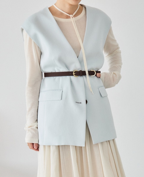 《コラボ》川上さやかさん×martiniqueVネックジレ（セットアップ可） 詳細画像 サックス 4