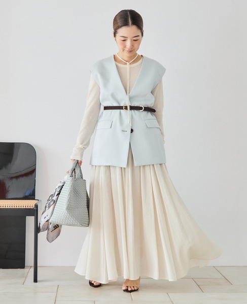 《コラボ》川上さやかさん×martiniqueVネックジレ（セットアップ可） 詳細画像 サックス 7