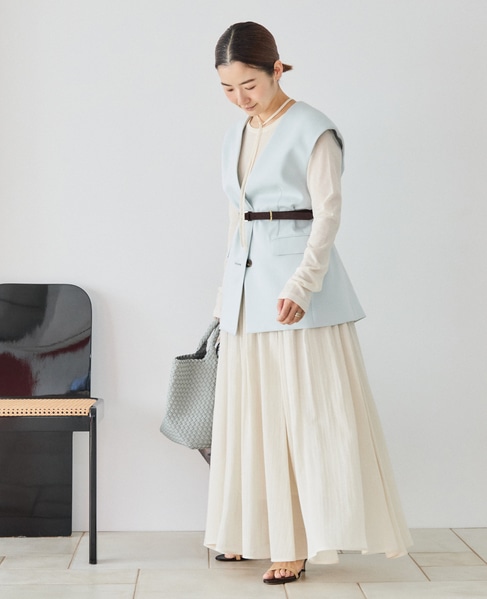 《コラボ》川上さやかさん×martiniqueVネックジレ（セットアップ可） 詳細画像 サックス 8