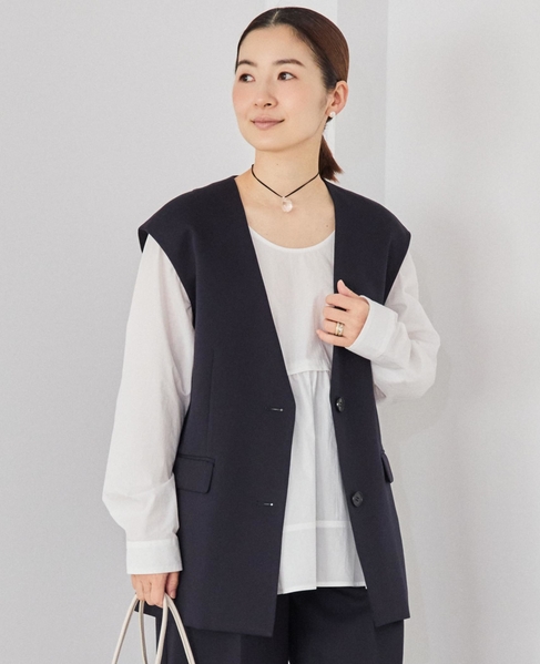 《コラボ》川上さやかさん×martiniqueVネックジレ（セットアップ可） 詳細画像 ネイビー 2