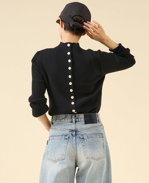 《追加》ウールリブスタンドカーディガン 詳細画像 ブラック 4