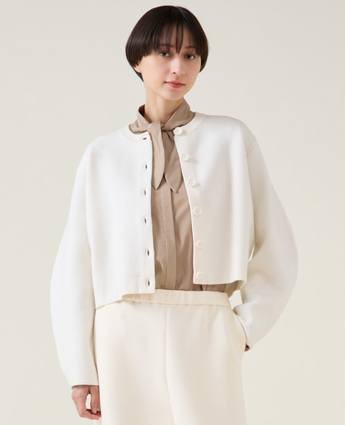 ダブルフェイスニットカーディガン 詳細画像 ホワイト 1