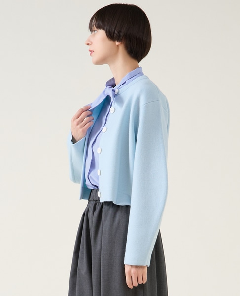 ダブルフェイスニットカーディガン 詳細画像 サックス 2