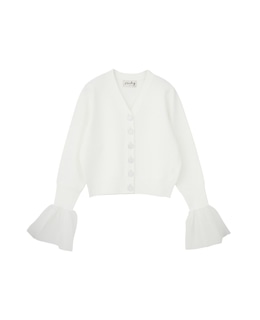 【l’heritage martinique/レリタージュ マルティニーク】ミラノリブVネックフレアスリーブカーディガン