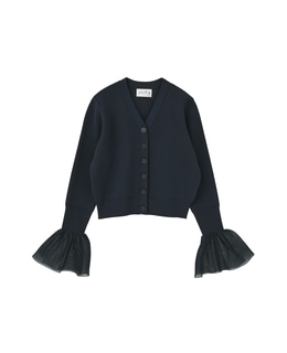 【l’heritage martinique/レリタージュ マルティニーク】ミラノリブVネックフレアスリーブカーディガン