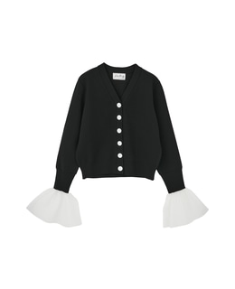 【l’heritage martinique/レリタージュ マルティニーク】ミラノリブVネックフレアスリーブカーディガン