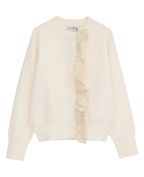 《追加》【l’heritage martinique/レリタージュ マルティニーク】タフタフリルカーディガン 詳細画像 アイボリー 1