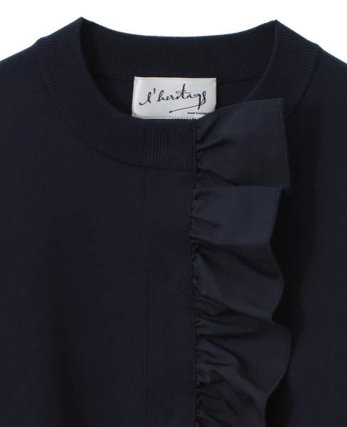 《追加》【l’heritage martinique/レリタージュ マルティニーク】タフタフリルカーディガン 詳細画像 ネイビー 3