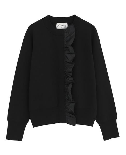 《追加》【l’heritage martinique/レリタージュ マルティニーク】タフタフリルカーディガン 詳細画像 ブラック 1