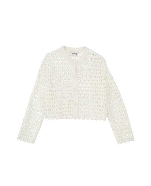 【l’heritage martinique/レリタージュ マルティニーク】クロッシェ風レースカーディガン 詳細画像 ホワイト 1