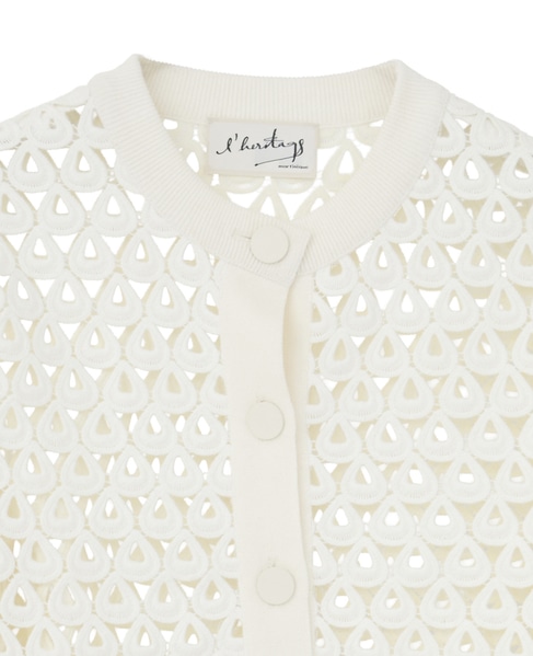 【l’heritage martinique/レリタージュ マルティニーク】クロッシェ風レースカーディガン 詳細画像 ホワイト 3