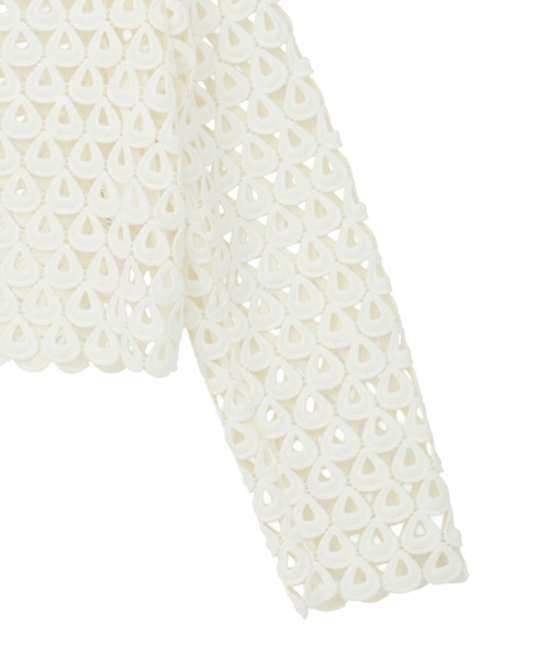 【l’heritage martinique/レリタージュ マルティニーク】クロッシェ風レースカーディガン 詳細画像 ホワイト 4