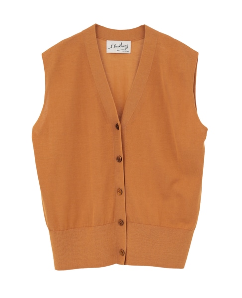 【l’heritage martinique/レリタージュ マルティニーク】シルクコットンVネックジレ 詳細画像 キャメル 1