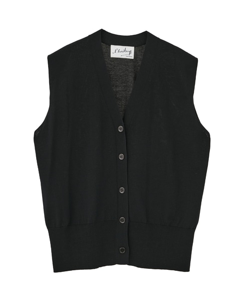 【l’heritage martinique/レリタージュ マルティニーク】シルクコットンVネックジレ 詳細画像 ブラック 1