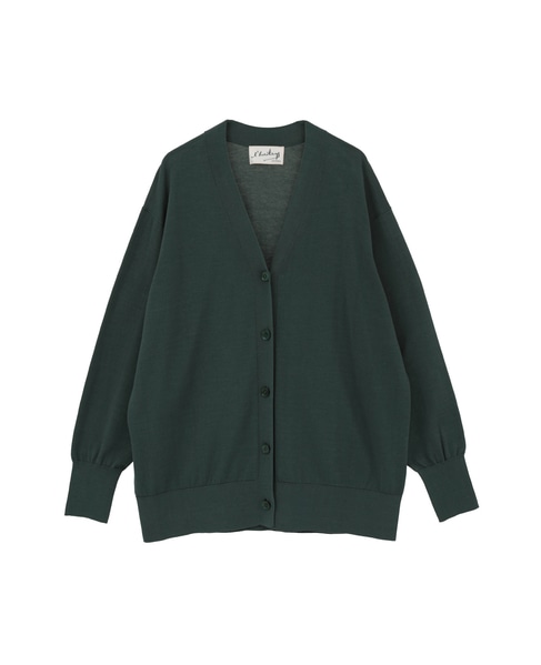 【l’heritage martinique/レリタージュ マルティニーク】シルクコットンVネックカーディガン 詳細画像 グリーン 1
