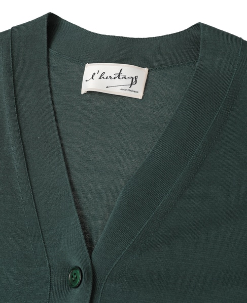 【l’heritage martinique/レリタージュ マルティニーク】シルクコットンVネックカーディガン 詳細画像 グリーン 3