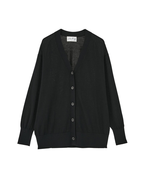 【l’heritage martinique/レリタージュ マルティニーク】シルクコットンVネックカーディガン 詳細画像 ブラック 1