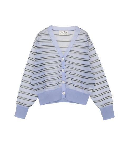 【l’heritage martinique/レリタージュ マルティニーク】シアーボーダーカーディガン 詳細画像 サックス 1