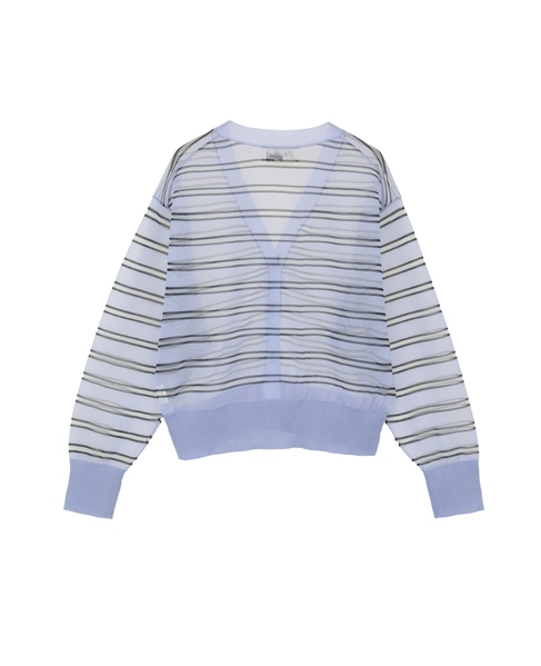 【l’heritage martinique/レリタージュ マルティニーク】シアーボーダーカーディガン 詳細画像 サックス 2