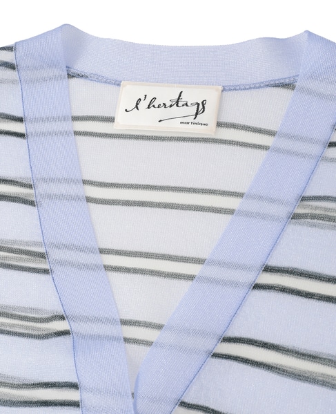 【l’heritage martinique/レリタージュ マルティニーク】シアーボーダーカーディガン 詳細画像 サックス 3