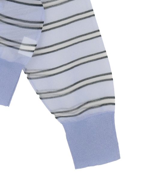 【l’heritage martinique/レリタージュ マルティニーク】シアーボーダーカーディガン 詳細画像 サックス 4