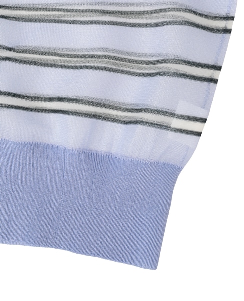 【l’heritage martinique/レリタージュ マルティニーク】シアーボーダーカーディガン 詳細画像 サックス 5