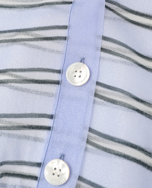 【l’heritage martinique/レリタージュ マルティニーク】シアーボーダーカーディガン 詳細画像 サックス 6