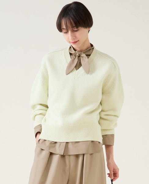 カシミヤミックスVネックプルオーバー 詳細画像 イエロー 3