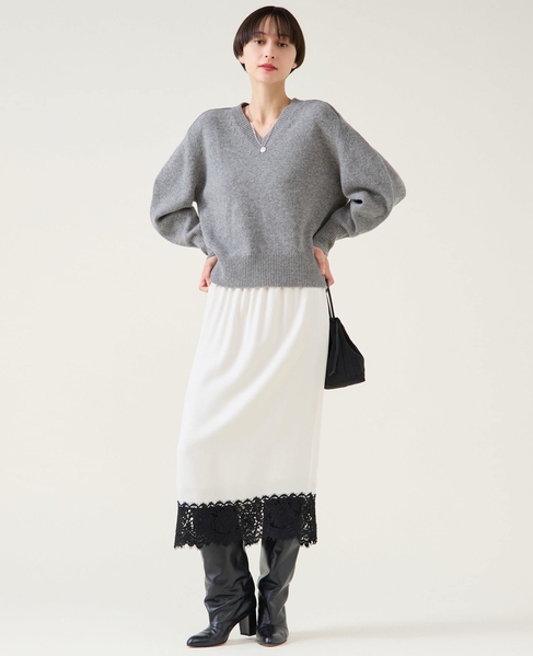 カシミヤミックスVネックプルオーバー 詳細画像 グレー 9