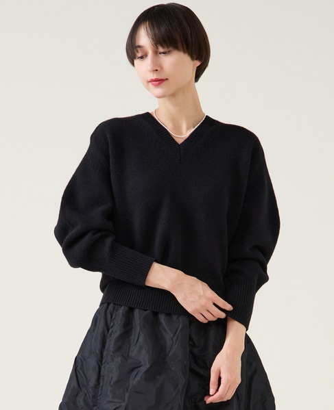 カシミヤミックスVネックプルオーバー 詳細画像 ブラック 1