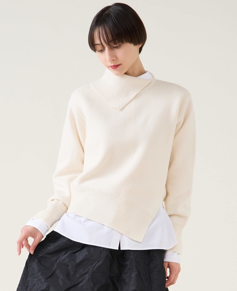ストレッチウールアシメプルオーバー 詳細画像 オフ 2
