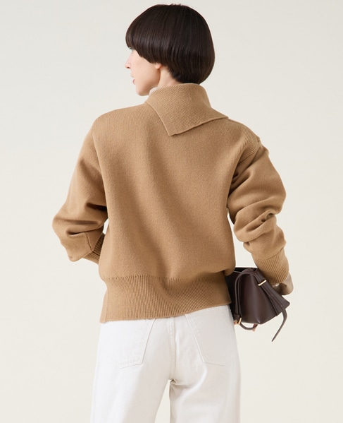 ストレッチウールアシメプルオーバー 詳細画像 キャメル 4