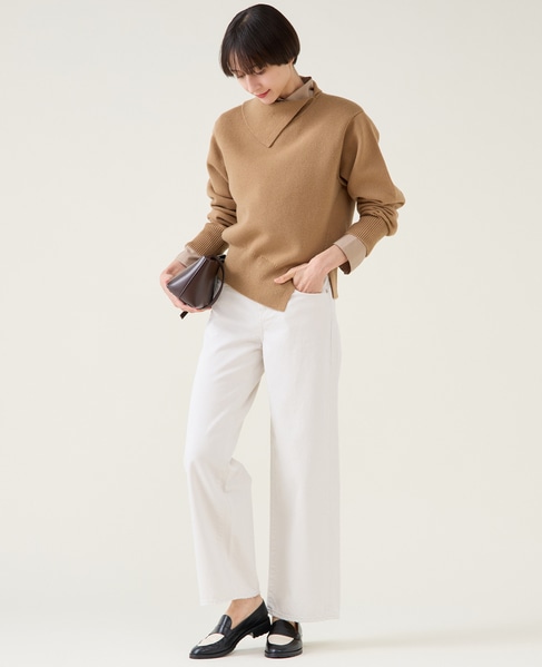 ストレッチウールアシメプルオーバー 詳細画像 キャメル 5