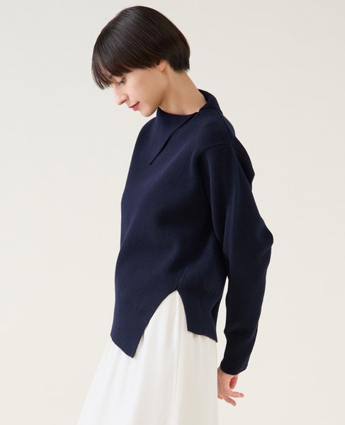 ストレッチウールアシメプルオーバー 詳細画像 ネイビー 2