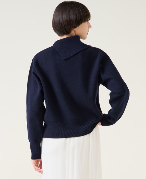 ストレッチウールアシメプルオーバー 詳細画像 ネイビー 3