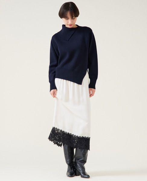 ストレッチウールアシメプルオーバー 詳細画像 ネイビー 5