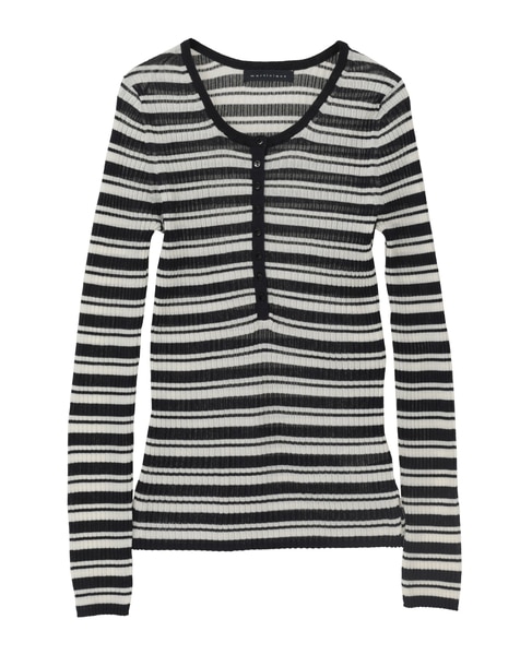 シアーリブ ヘンリープルオーバー 詳細画像 ネイビー×ホワイト 1