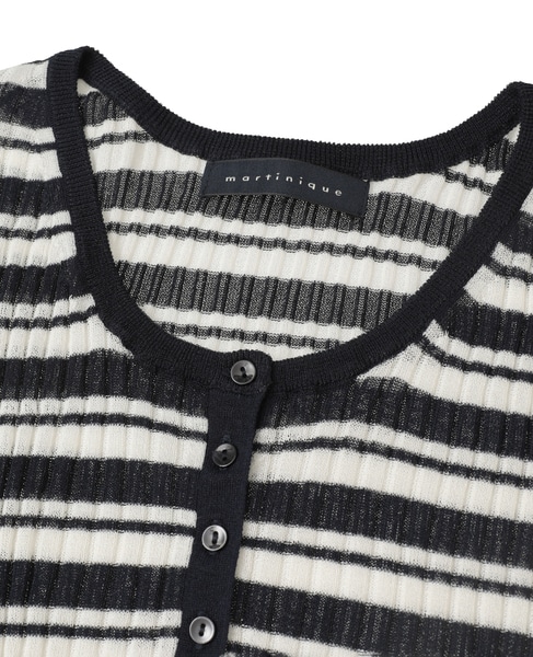 シアーリブ ヘンリープルオーバー 詳細画像 ネイビー×ホワイト 3