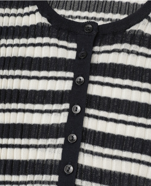 シアーリブ ヘンリープルオーバー 詳細画像 ネイビー×ホワイト 6