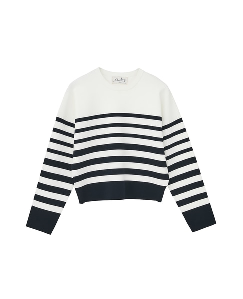 【l’heritage martinique/レリタージュ マルティニーク】ミラノリブボーダープルオーバー 詳細画像 ホワイト 1