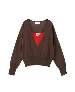 【l’heritage martinique/レリタージュ マルティニーク】深Vプルオーバーツインセット