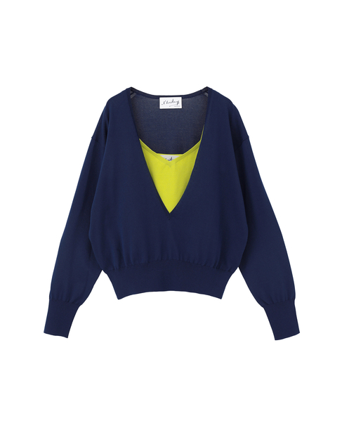 【l&rsquo;heritage martinique/レリタージュ マルティニーク】深Vプルオーバーツインセット 詳細画像 ネイビー 1