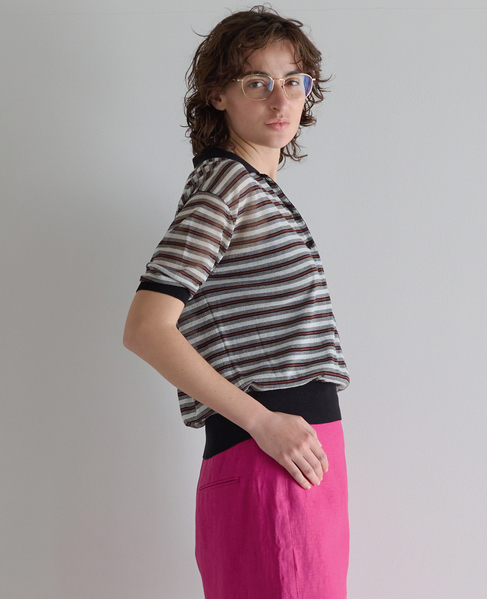 シアーボーダーポロ 詳細画像 オフ×ブラック 2